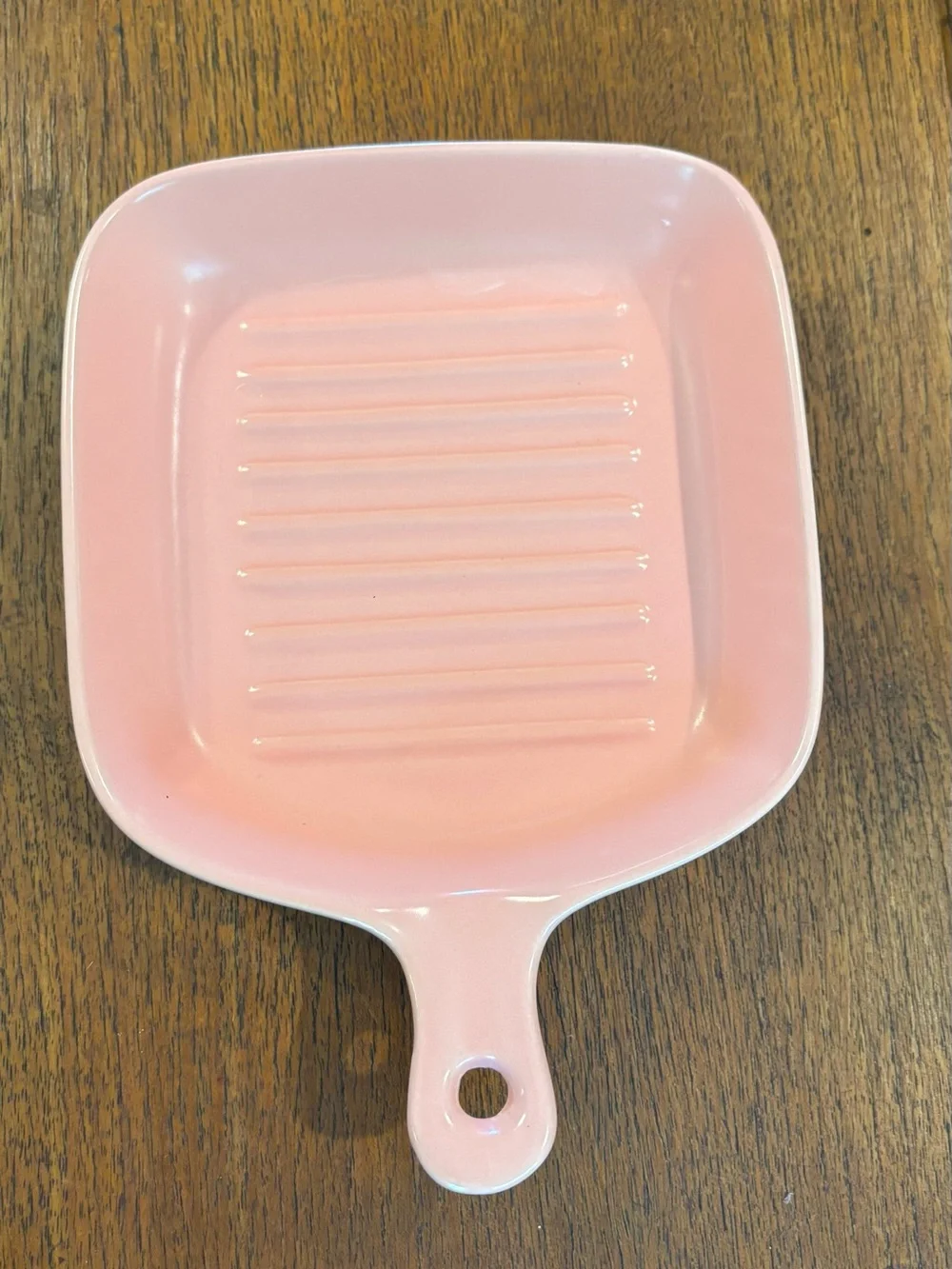 Pastel Pink Ceramic Griddle Plate, Cute Nordic Style Baking Tray with Handle